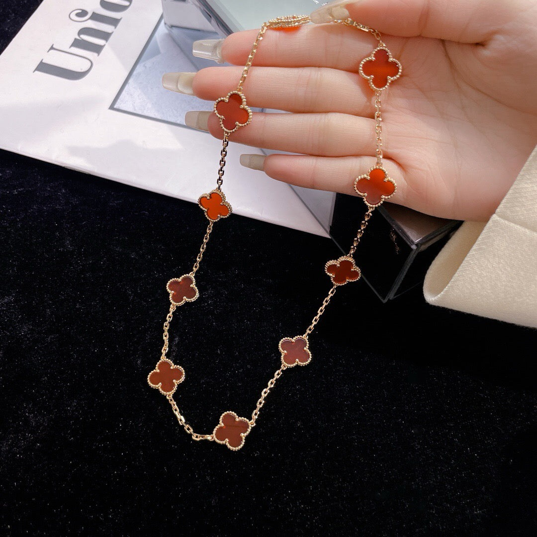 [Shinejoy]CLOVER 10 MOTIFS CARNELIAN NECKLACE