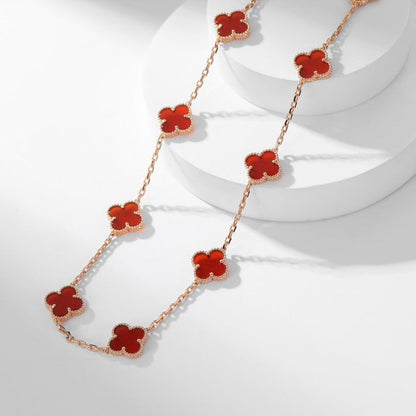 [Shinejoy]CLOVER 10 MOTIFS CARNELIAN NECKLACE