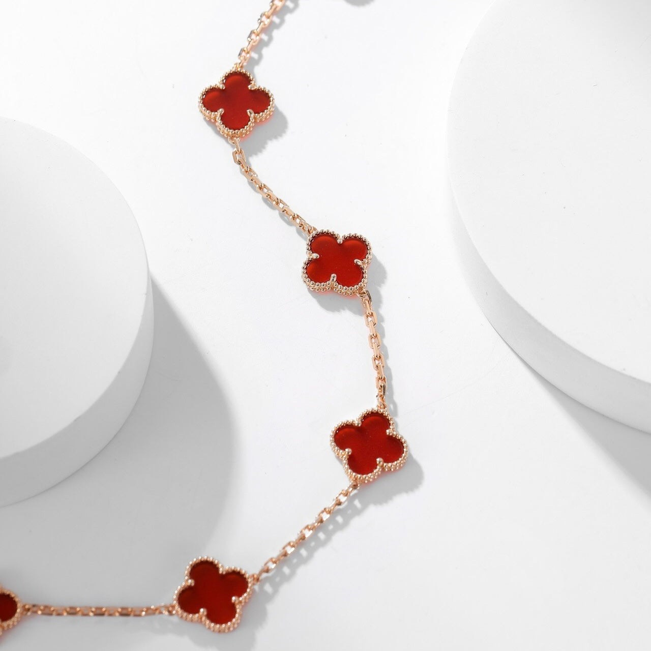 [Shinejoy]CLOVER 10 MOTIFS CARNELIAN NECKLACE