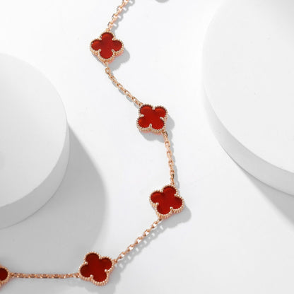 [Shinejoy]CLOVER 10 MOTIFS CARNELIAN NECKLACE