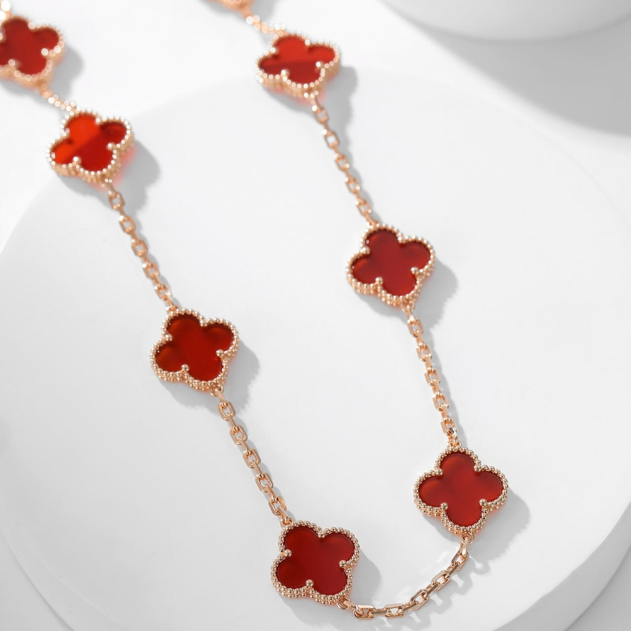 [Shinejoy]CLOVER 10 MOTIFS CARNELIAN NECKLACE