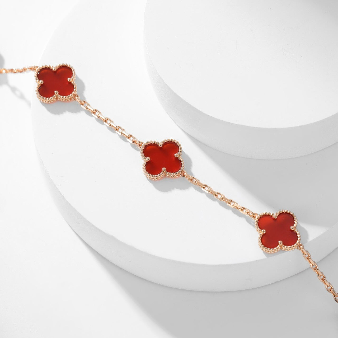 [Shinejoy]CLOVER 10 MOTIFS CARNELIAN NECKLACE