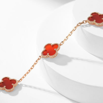 [Shinejoy]CLOVER 10 MOTIFS CARNELIAN NECKLACE