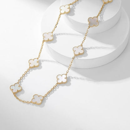 [Shinejoy]CLOVER 10 MOTIFS WHITE MOTHER OF PEARL NECKLACE