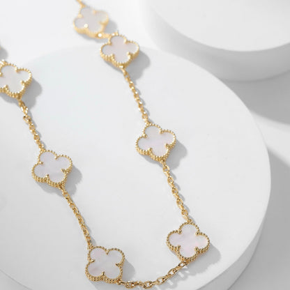 [Shinejoy]CLOVER 10 MOTIFS WHITE MOTHER OF PEARL NECKLACE