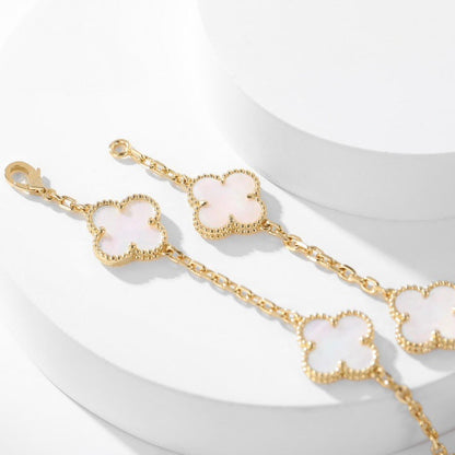 [Shinejoy]CLOVER 10 MOTIFS WHITE MOTHER OF PEARL NECKLACE