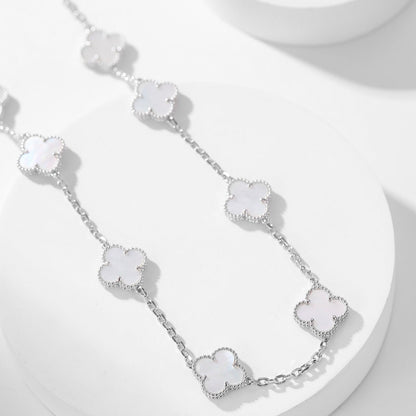 [Shinejoy]CLOVER 10 MOTIFS WHITE MOTHER OF PEARL NECKLACE