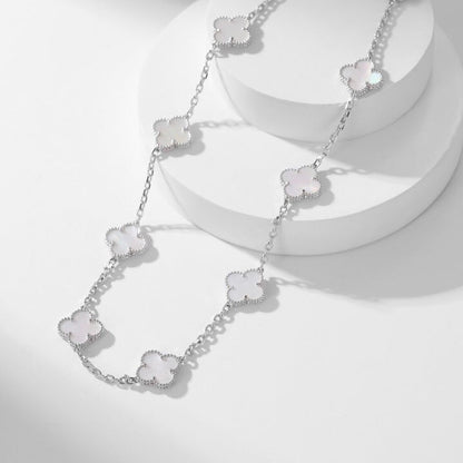 [Shinejoy]CLOVER 10 MOTIFS WHITE MOTHER OF PEARL NECKLACE