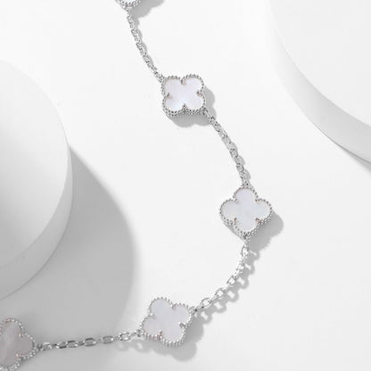 [Shinejoy]CLOVER 10 MOTIFS WHITE MOTHER OF PEARL NECKLACE