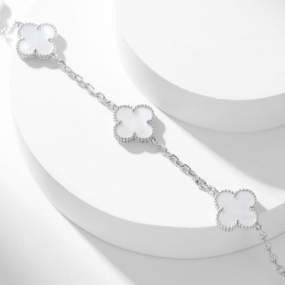 [Shinejoy]CLOVER 10 MOTIFS WHITE MOTHER OF PEARL NECKLACE
