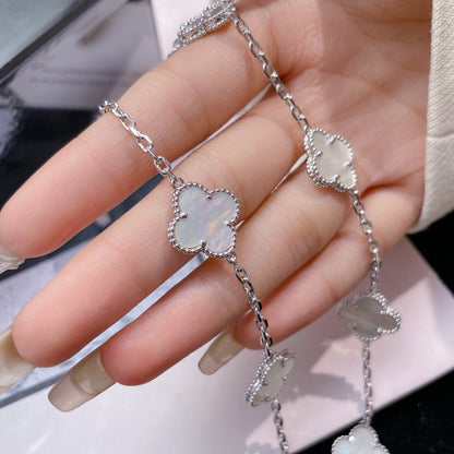 [Shinejoy]CLOVER 10 MOTIFS WHITE MOTHER OF PEARL NECKLACE