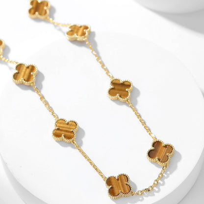 [Shinejoy]CLOVER 10 MOTIFS TIGER EYE NECKLACE