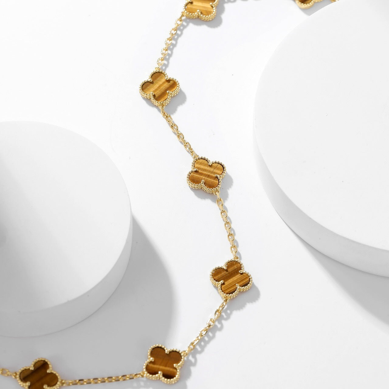 [Shinejoy]CLOVER 10 MOTIFS TIGER EYE NECKLACE