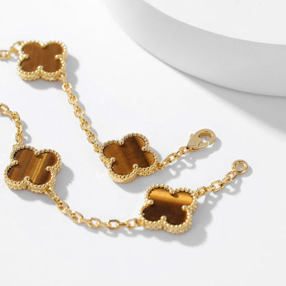 [Shinejoy]CLOVER 10 MOTIFS TIGER EYE NECKLACE