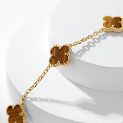 [Shinejoy]CLOVER 10 MOTIFS TIGER EYE NECKLACE