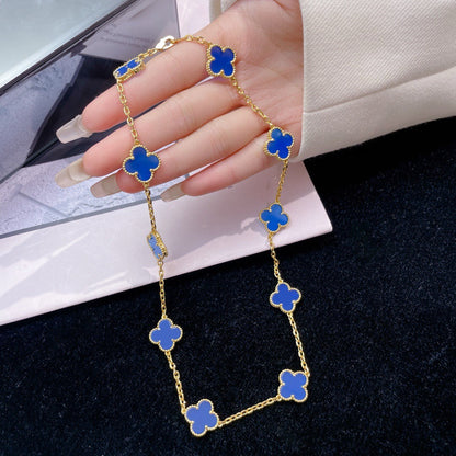[Shinejoy]CLOVER 10 MOTIFS BLUE AGATE NECKLACE