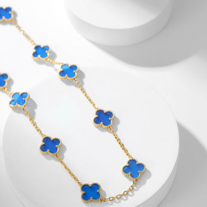 [Shinejoy]CLOVER 10 MOTIFS BLUE AGATE NECKLACE