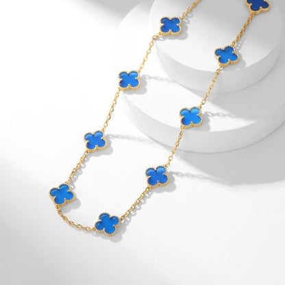 [Shinejoy]CLOVER 10 MOTIFS BLUE AGATE NECKLACE