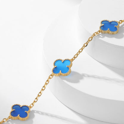 [Shinejoy]CLOVER 10 MOTIFS BLUE AGATE NECKLACE