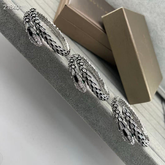 [Shinejoy]NEW OBSIDIAN & DIAMOND SERPENT BRACELET