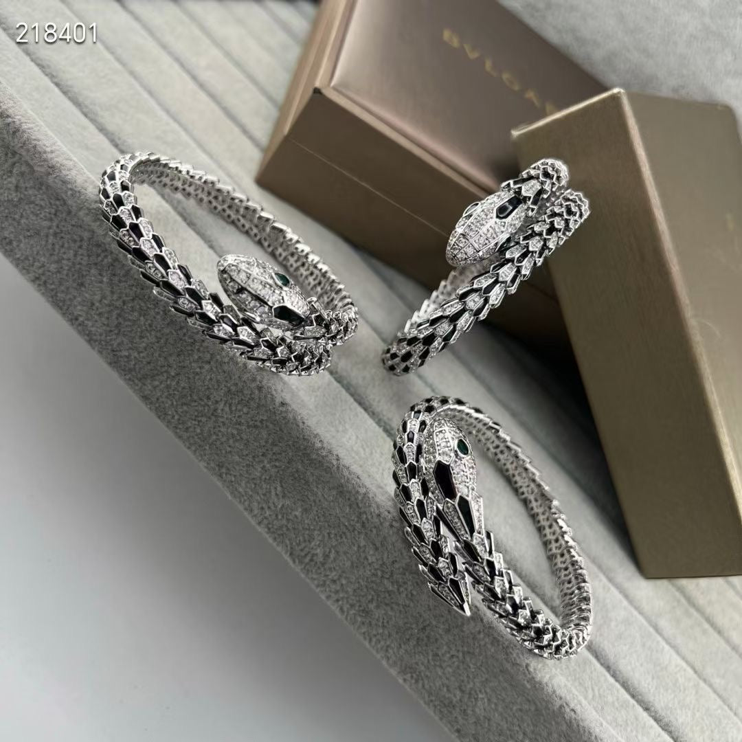 [Shinejoy]NEW OBSIDIAN & DIAMOND SERPENT BRACELET