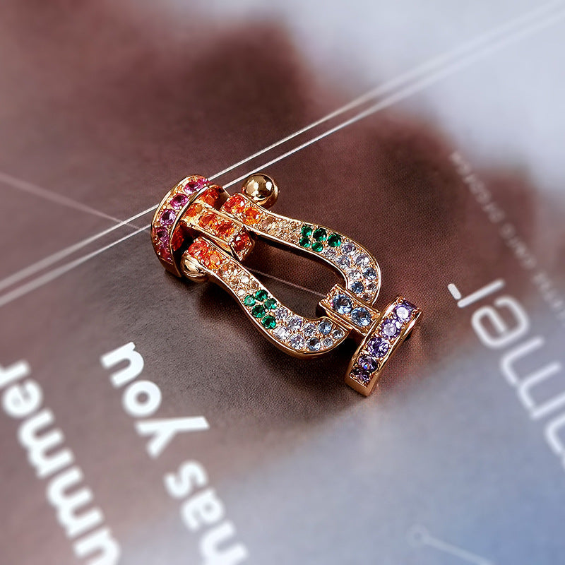 [Shinejoy]FORC LARGE HORSESHOE  COLORED DIAMOND BRACELET SILVER
