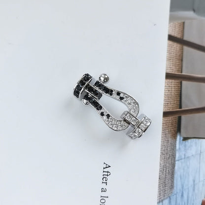 [Shinejoy]FORCE LARGE HORSESHOE BLACK WHITE DIAMOND BRACELET SILVER