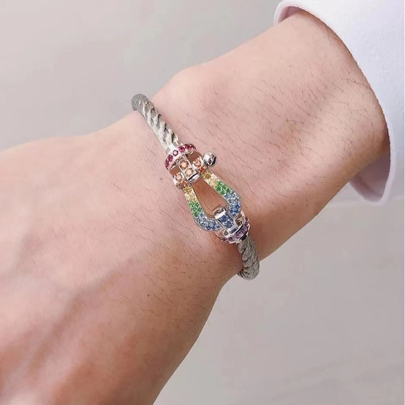 [Shinejoy]FORCE LARGE HORSESHOE  COLORED DIAMOND BRACELET Shinejoy GOLD