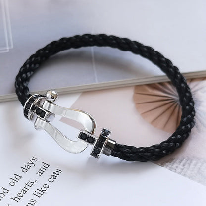 [Shinejoy]FORCE LARGE HORSESHOE BLACK DIAMOND BRACELET SILVER