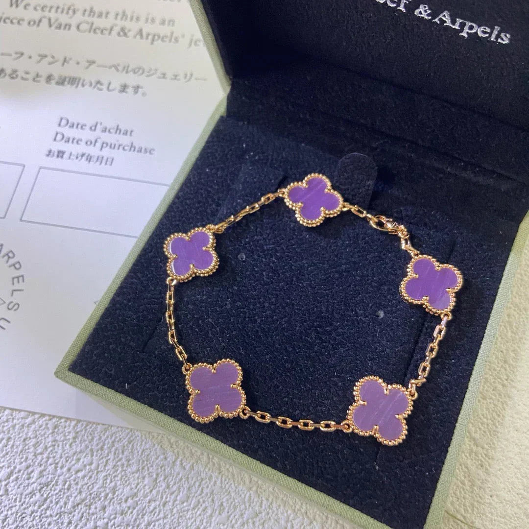 [Shinejoy] CLOVER 5 MOTIF VIOLET BRACELET COLLECTION