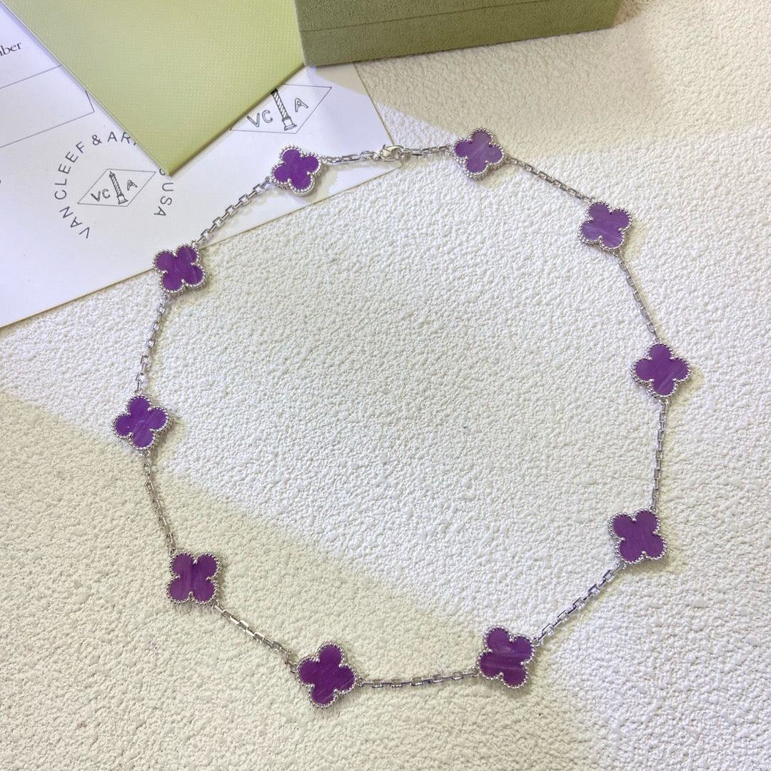 [Shinejoy Jewelry]CLOVER 10 MOTIFS  PURPLE VIOLET  NECKLACE