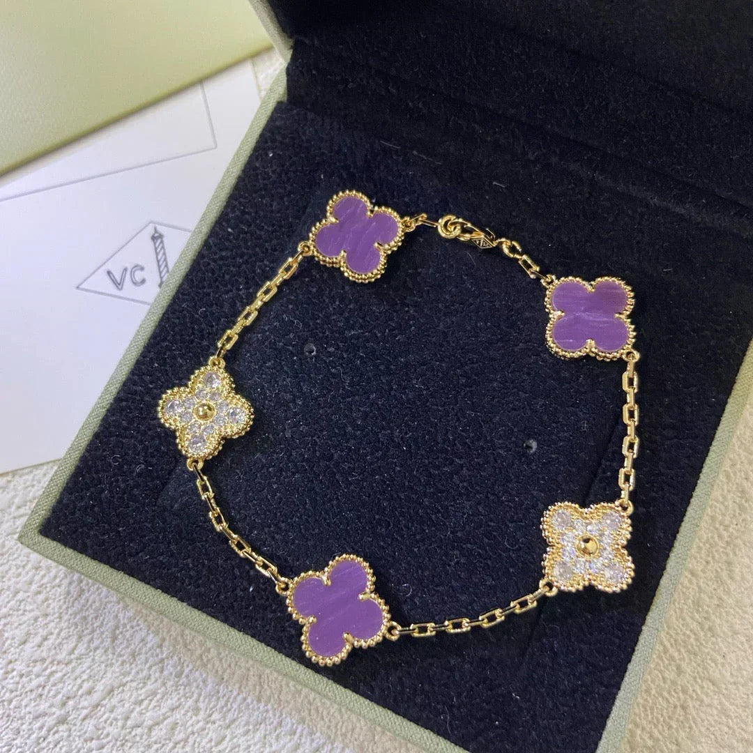 [Shinejoy] CLOVER 5 MOTIF VIOLET BRACELET COLLECTION