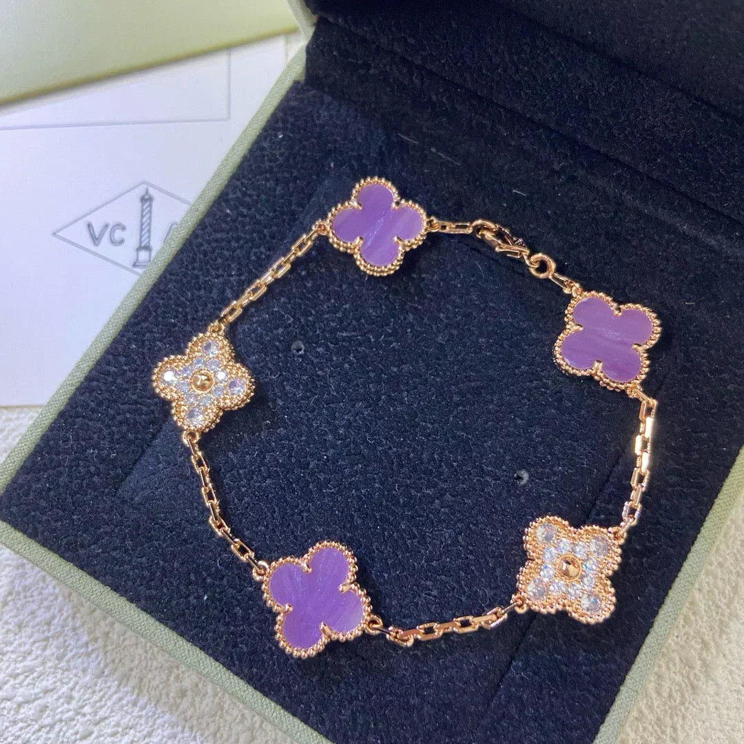[Shinejoy] CLOVER 5 MOTIF VIOLET BRACELET COLLECTION