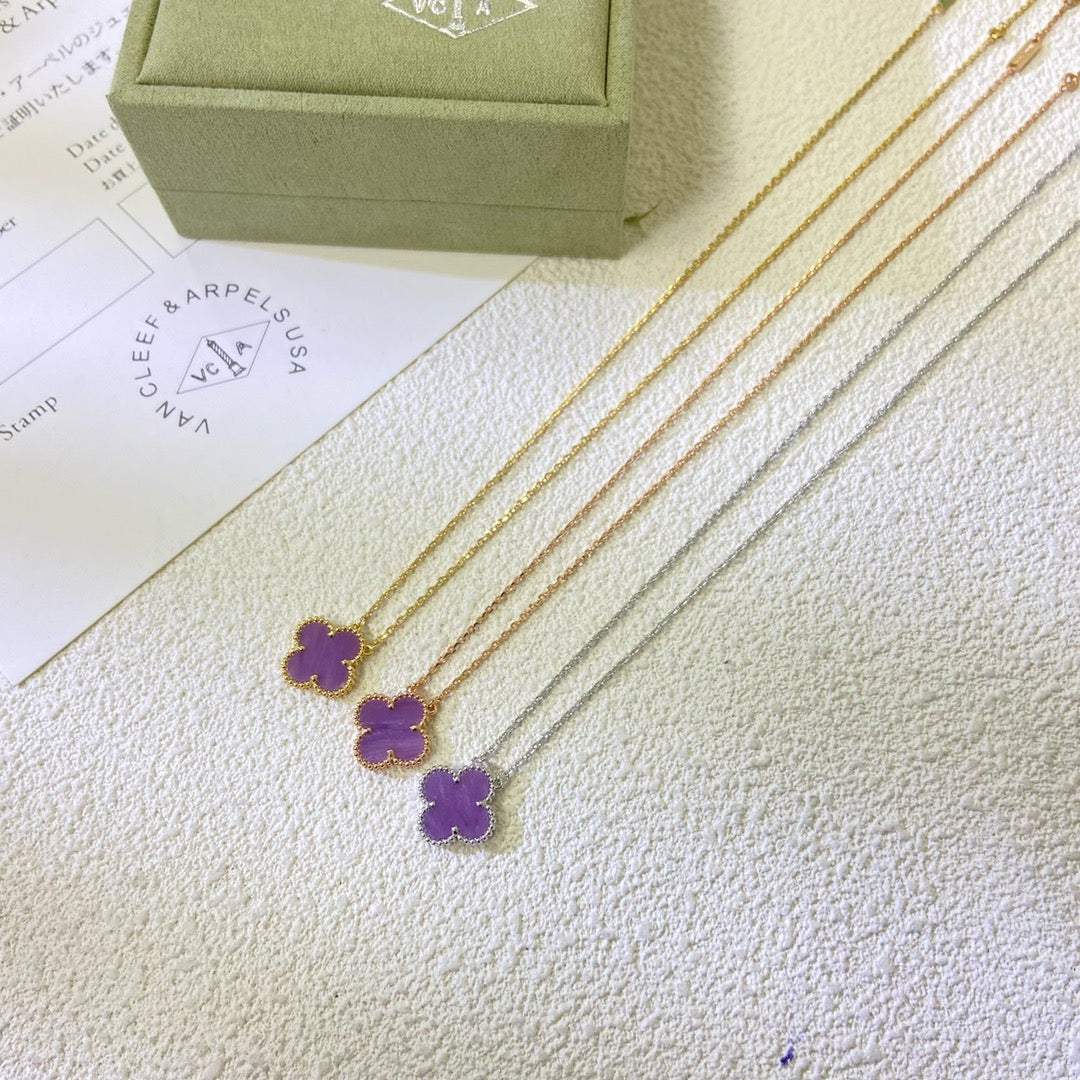 [Shinejoy Jewelry]CLOVER 15MM  PURPLE VIOLET NECKLACE