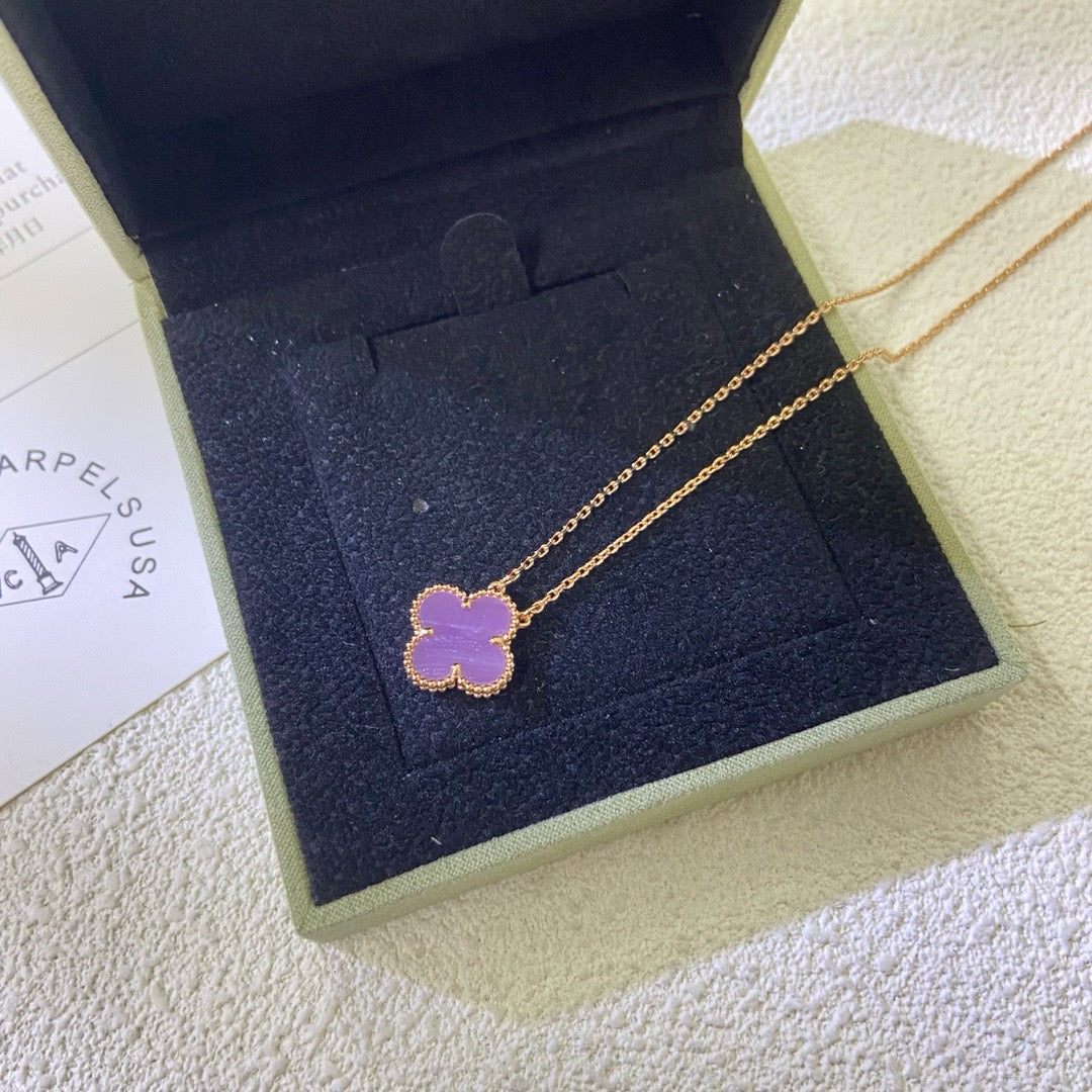 [Shinejoy Jewelry]CLOVER 15MM  PURPLE VIOLET NECKLACE