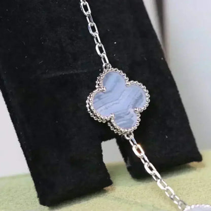 [Shinejoy] CLOVER 5 MOTIF PURPLE CHALCEDONY BRACELET COLLECTION