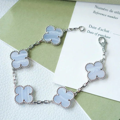 [Shinejoy] CLOVER 5 MOTIF PURPLE CHALCEDONY BRACELET COLLECTION