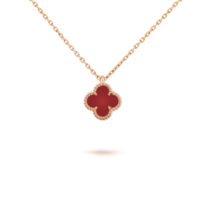 [Shinejoy]CLOVER MINI 9.5MM WHITE CARNELIANS NECKLACE
