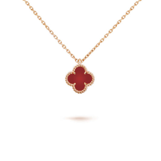 [Shinejoy]CLOVER MINI 9.5MM WHITE CARNELIANS NECKLACE