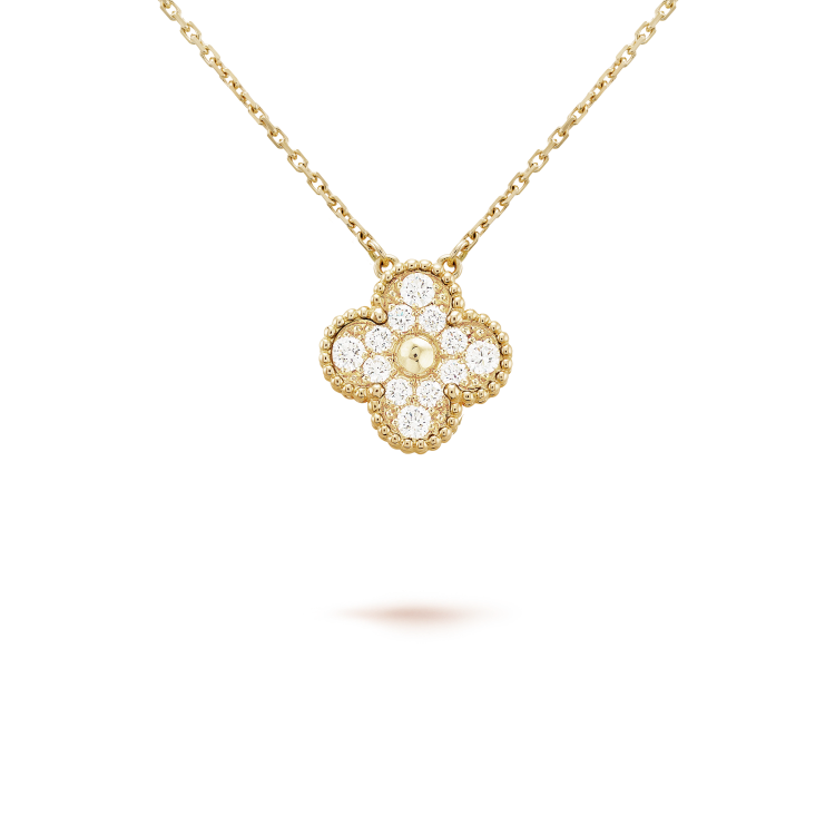 [Shinejoy]CLOVER 15MM DIAMOND SINGLE FLOWER NECKLACE