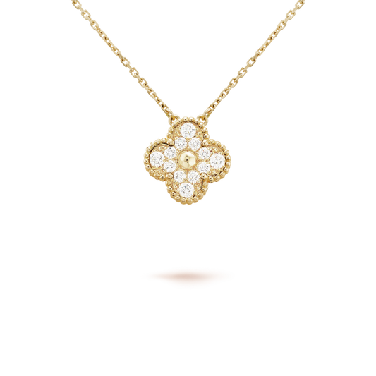 [Shinejoy]CLOVER 15MM DIAMOND SINGLE FLOWER NECKLACE