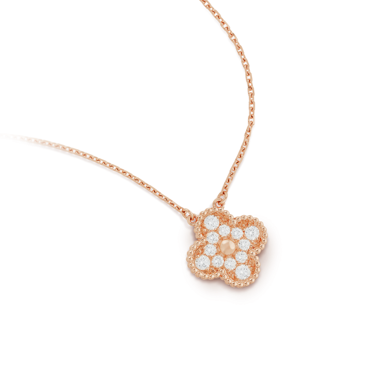 [Shinejoy]CLOVER 15MM DIAMOND SINGLE FLOWER NECKLACE