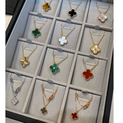 [Shinejoy]CLOVER 15MM MALACHITE SINGLE FLOWER  NECKLACE