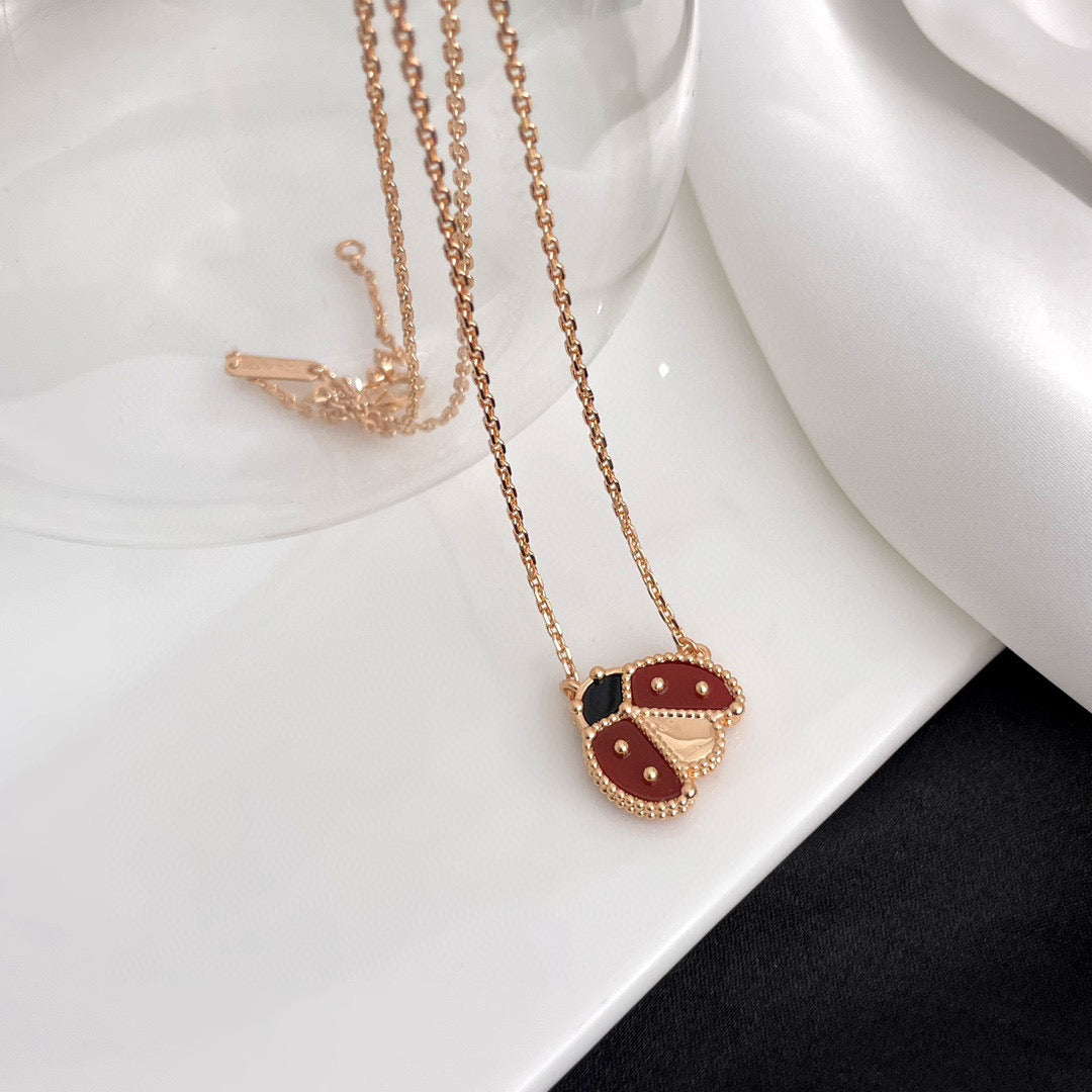 [Shinejoy]LUCKY  CARNELIANS LADYBUG NECKLACE