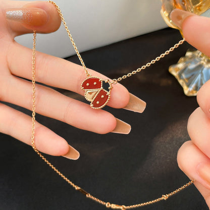 [Shinejoy]LUCKY  CARNELIANS LADYBUG NECKLACE