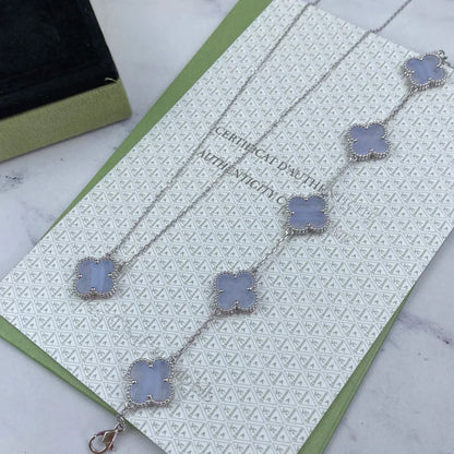 [Shinejoy] CLOVER 5 MOTIF PURPLE CHALCEDONY BRACELET COLLECTION