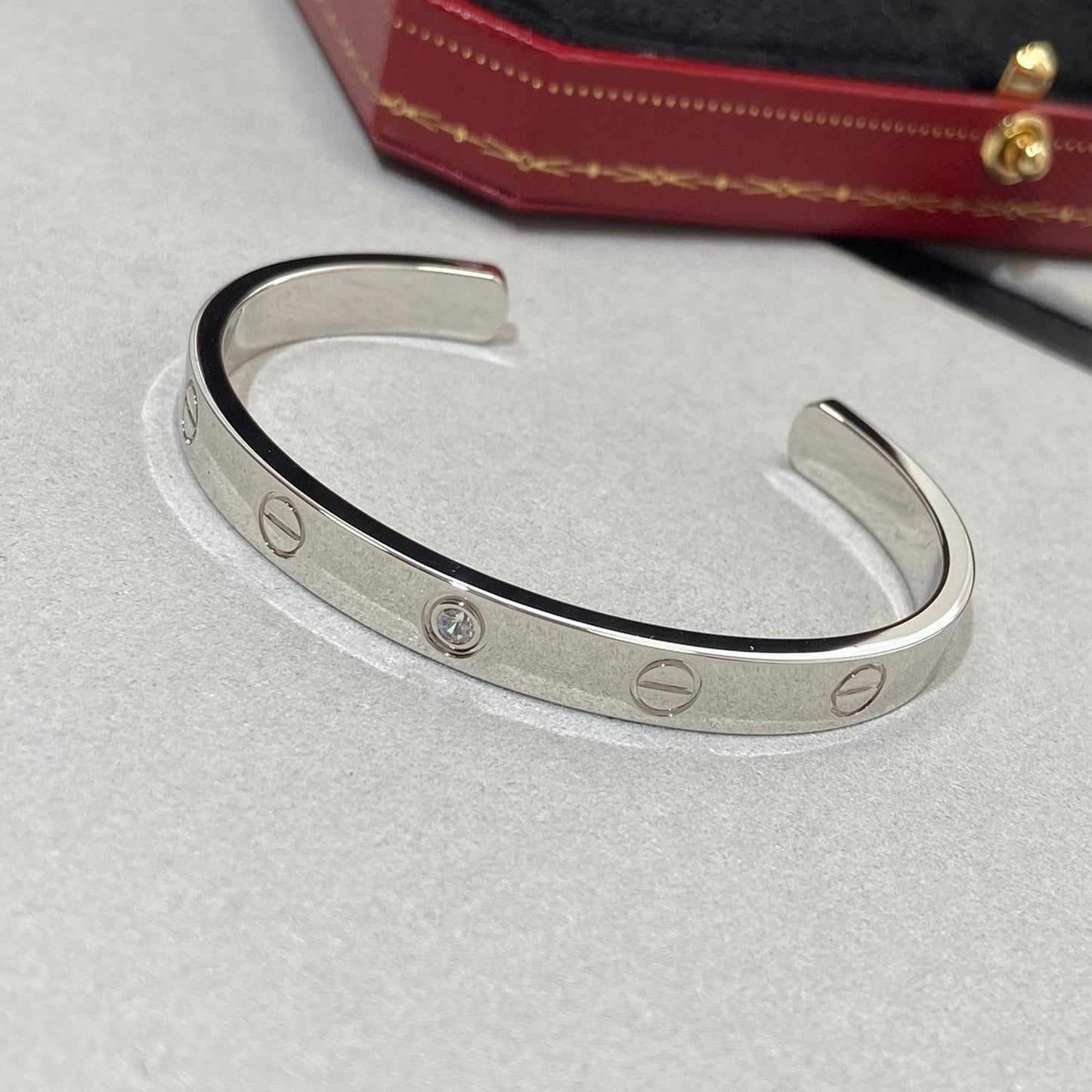 [Shinejoy]LOVE BRACELET 6.1MM 1 DIAMOND OPEN CUFF