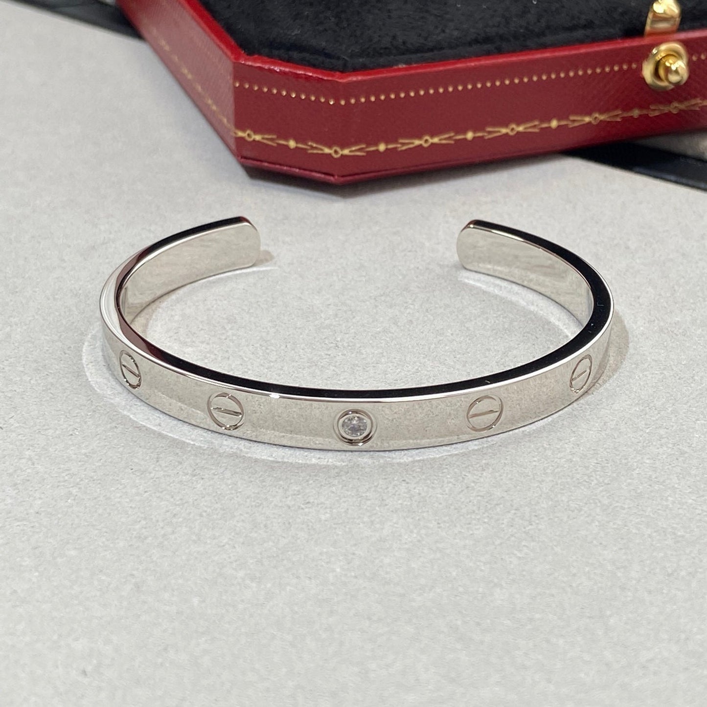 [Shinejoy]LOVE BRACELET 6.1MM 1 DIAMOND OPEN CUFF