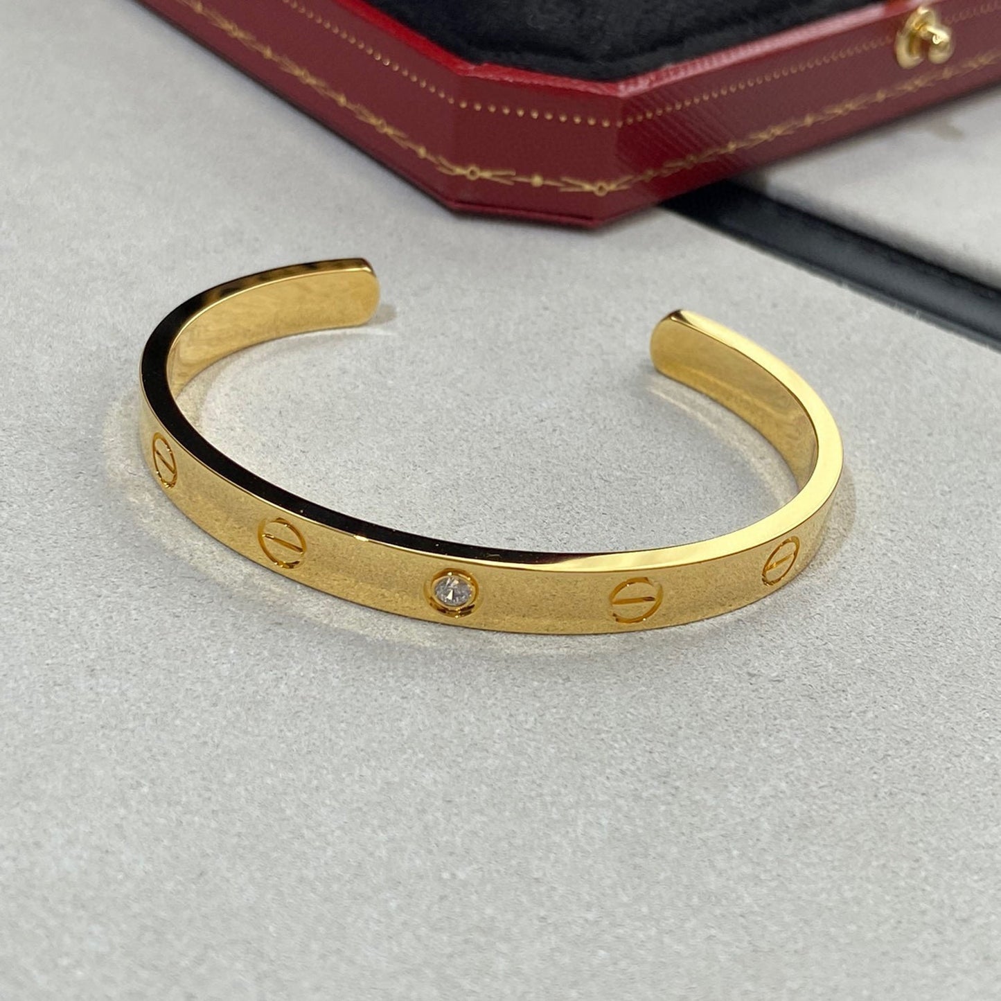 [Shinejoy]LOVE BRACELET 6.1MM 1 DIAMOND OPEN CUFF