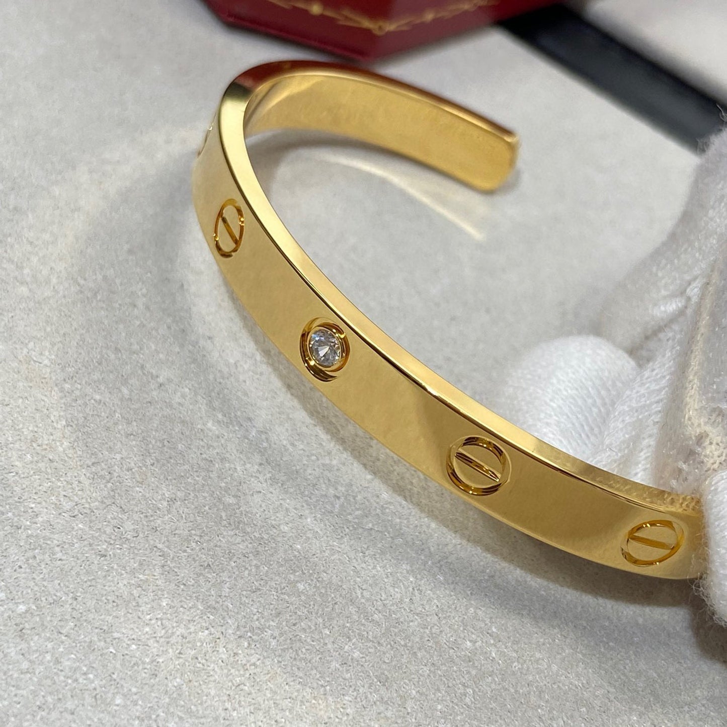 [Shinejoy]LOVE BRACELET 6.1MM 1 DIAMOND OPEN CUFF